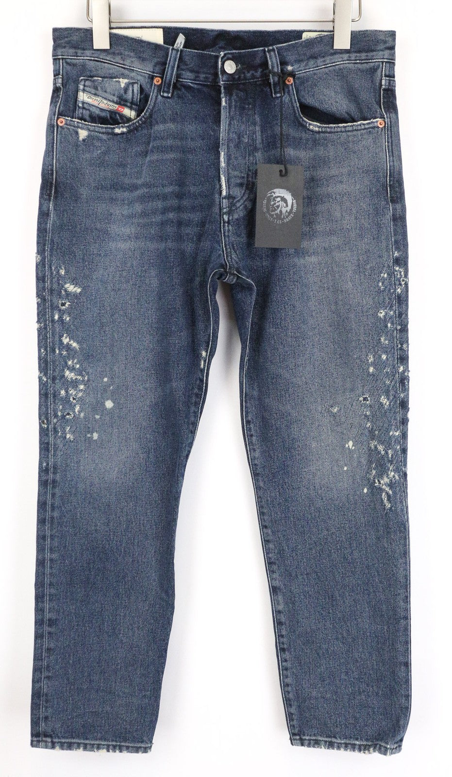 DIESEL Mharky 0870B vyriški džinsai W32/L30 mėlyni medvilniniai Slim-Skinny skalbti 