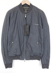 RICHMOND vyriška striukė 48 pilka medvilninė dryžuota bomber striukė ilgomis rankovėmis laisvalaikio stiliaus 