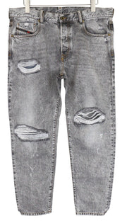 DIESEL Mharky 089AT Men's Jeans W36/L32 Grey Cotton Slim-Skinny Ripped