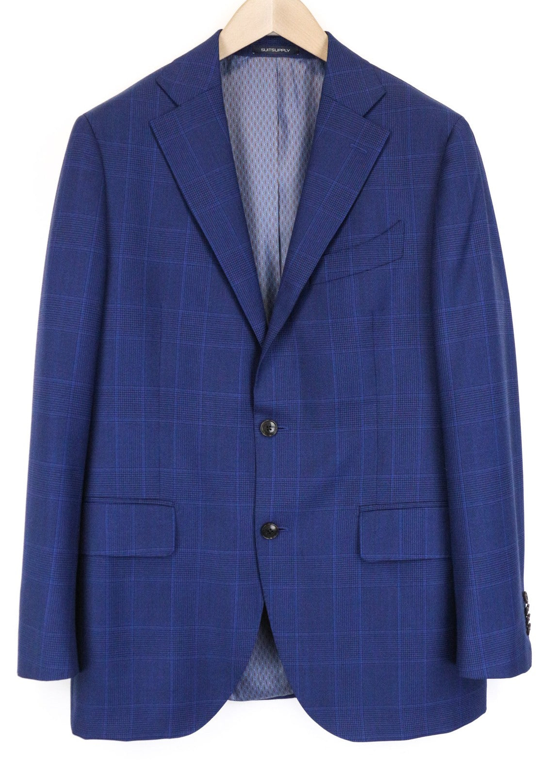 SUITSUPPLY La Spalla Men's Suit UK42R Blue Wool 2Pc Checked Classic