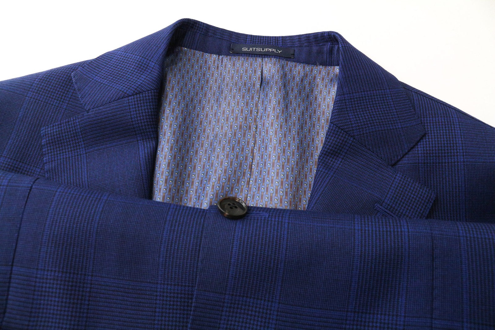 SUITSUPPLY La Spalla Men's Suit UK42R Blue Wool 2Pc Checked Classic