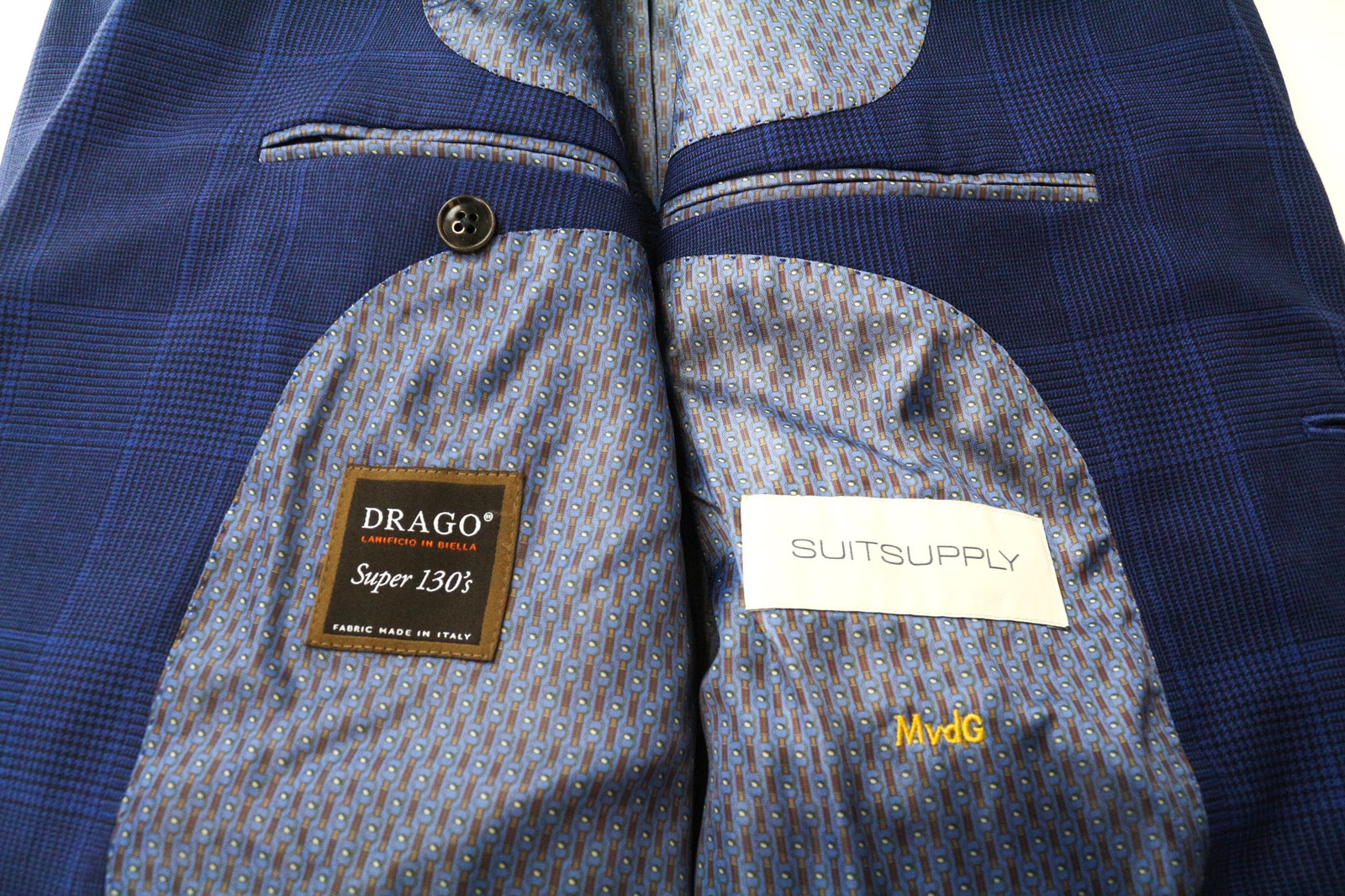 SUITSUPPLY La Spalla Men's Suit UK42R Blue Wool 2Pc Checked Classic