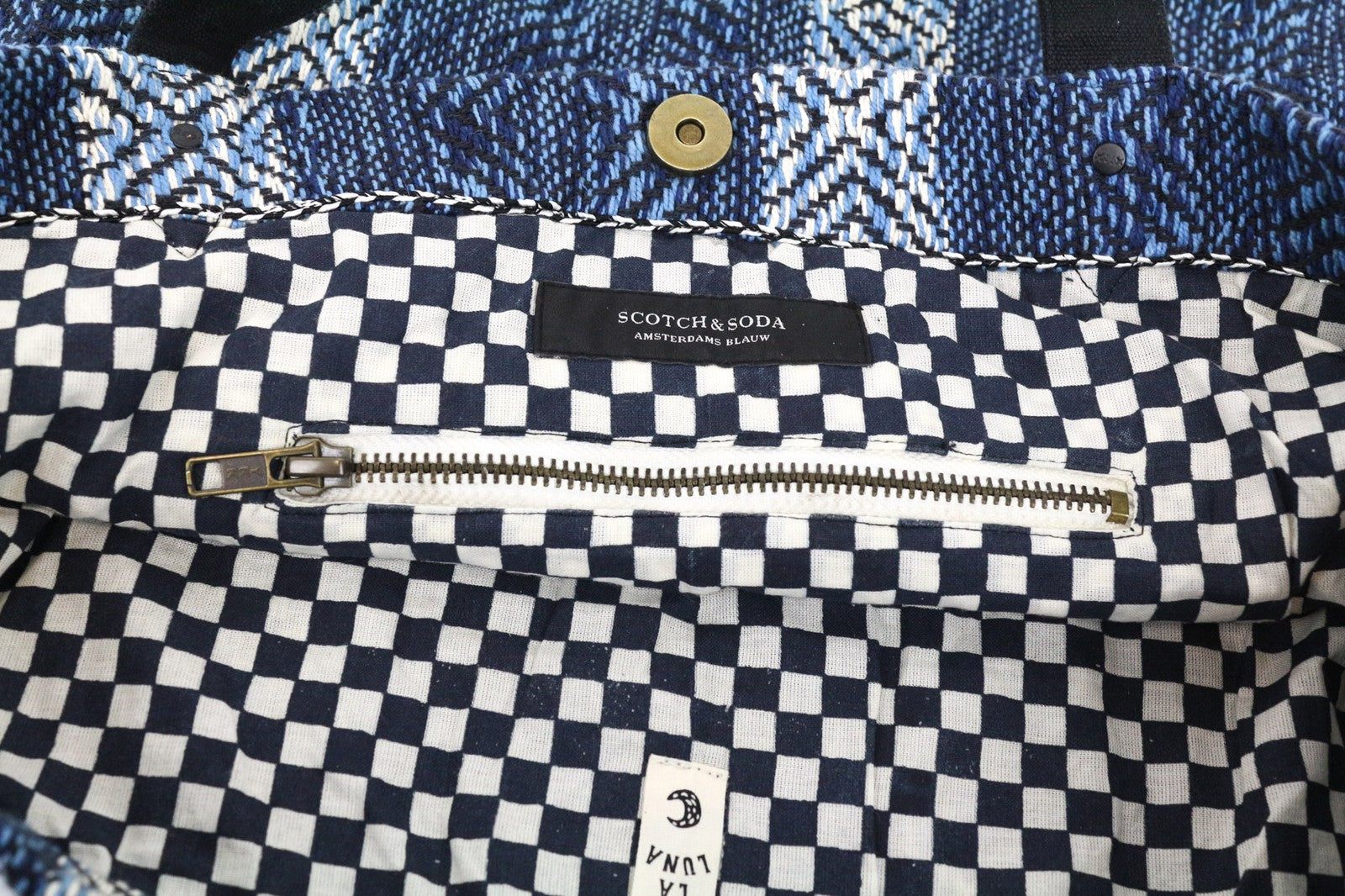 SCOTCH &amp; SODA moteriška vasarinė rankinė, mėlyna, vieno dydžio, su kutais ir raštuotais paplūdimio krepšiais 