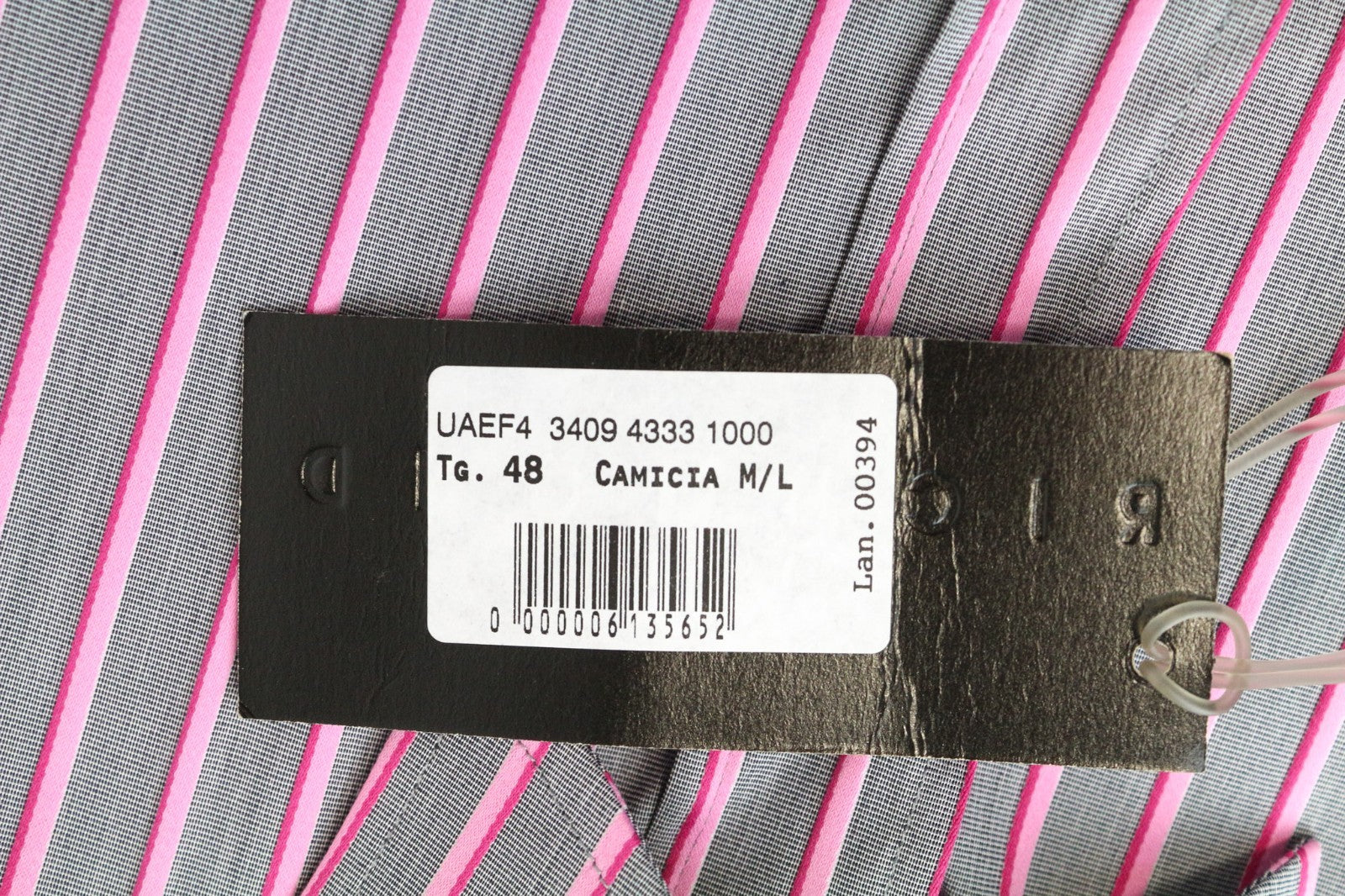 RICHMOND vyriški marškinėliai, 48 pilkai rožiniai, dryžuoti medvilniniai marškiniai su sagomis, 3/4 rankovėmis 