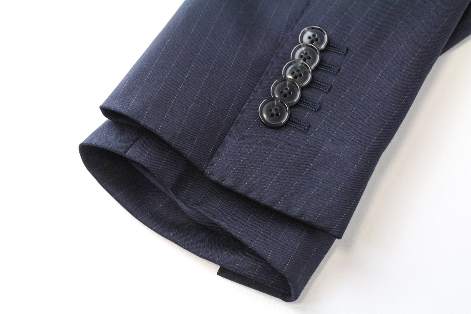 SUITSUPPLY La Spalla vyriškas tamsiai mėlynas vilnonis dryžuotas švarkas, UK36L, raštuotas 