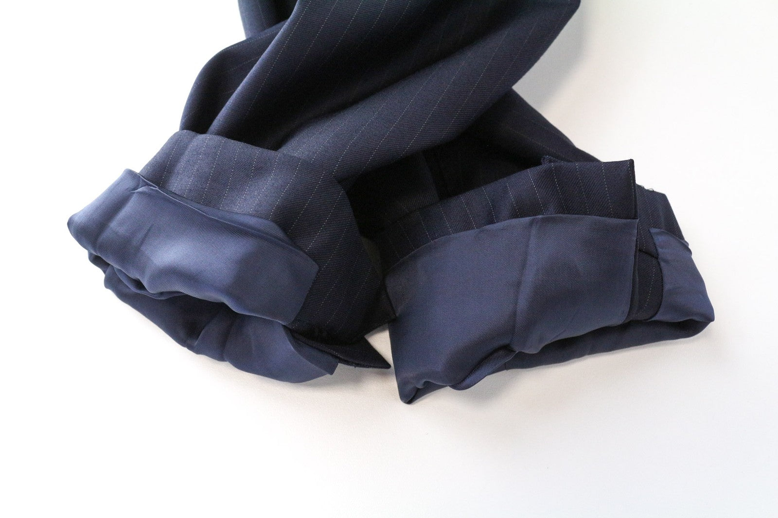 SUITSUPPLY La Spalla vyriškas tamsiai mėlynas vilnonis dryžuotas švarkas, UK36L, raštuotas 