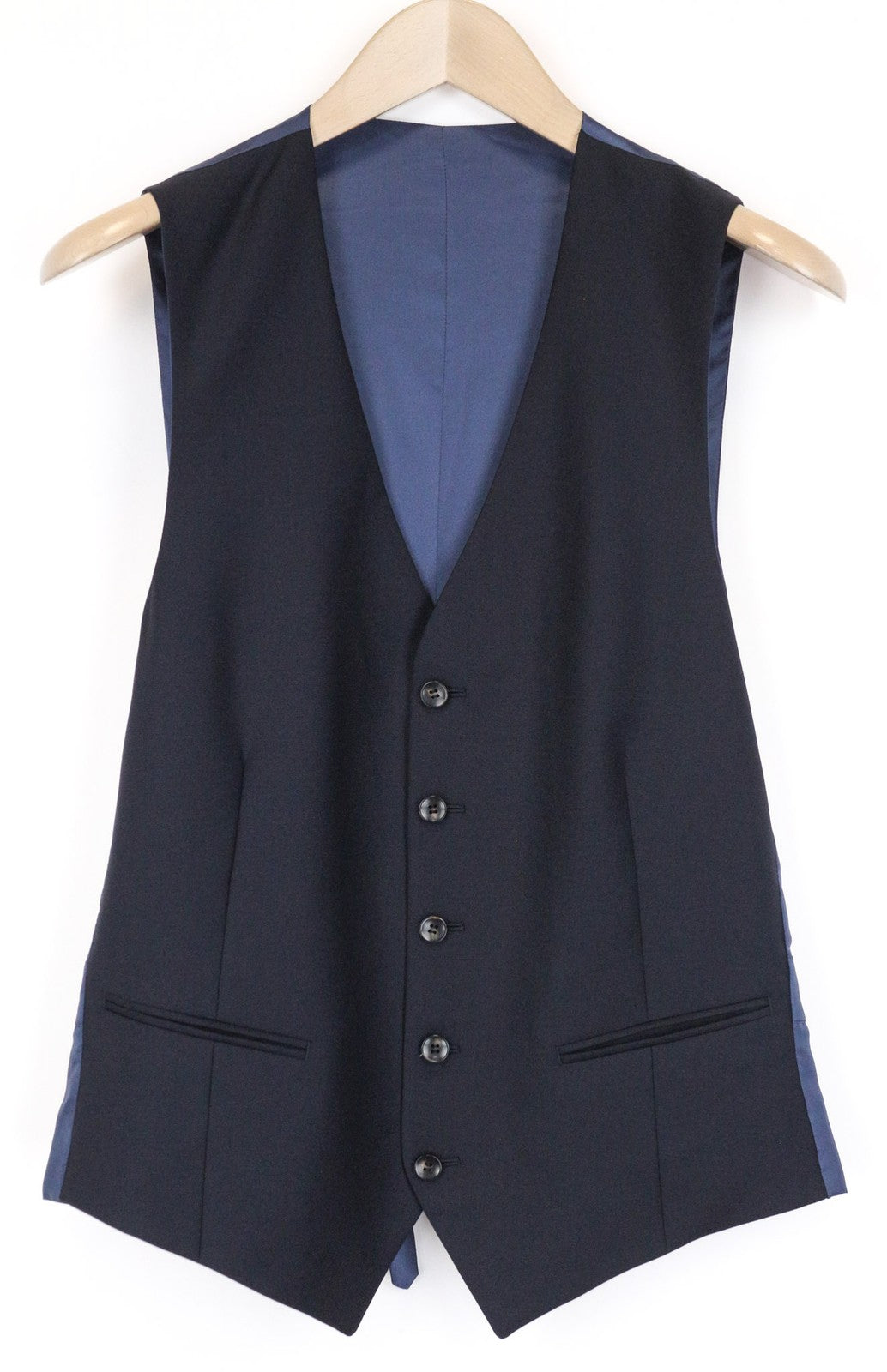 SUITSUPPLY Ferrara Men's Waistcoat UK38L Navy Blue Wool Lined Single-Breasted