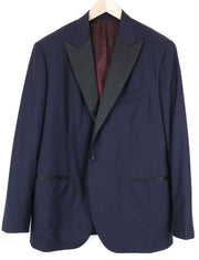 „SUITSUPPLY Lazio“ vyriškas švarkas 28, mėlynas, vilnonis, smokingas, pamušalu, vienaeilis 