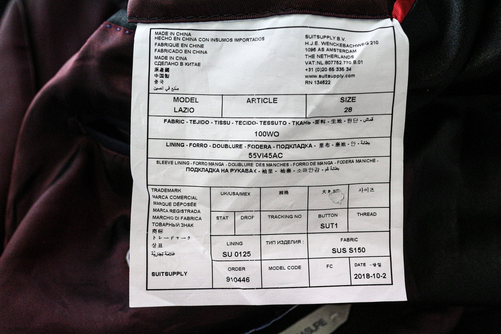 „SUITSUPPLY Lazio“ vyriškas švarkas 28, mėlynas, vilnonis, smokingas, pamušalu, vienaeilis 