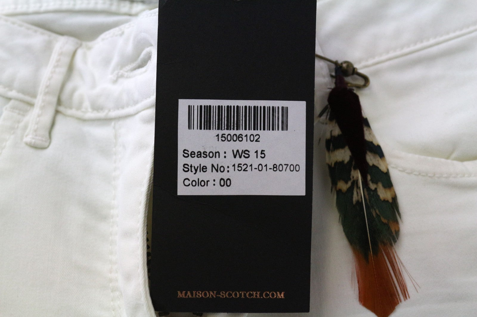 MAISON SCOTCH moteriškos kelnės W27/L30 baltos, aptemptos, su 5 kišenėmis ir užtrauktuku 