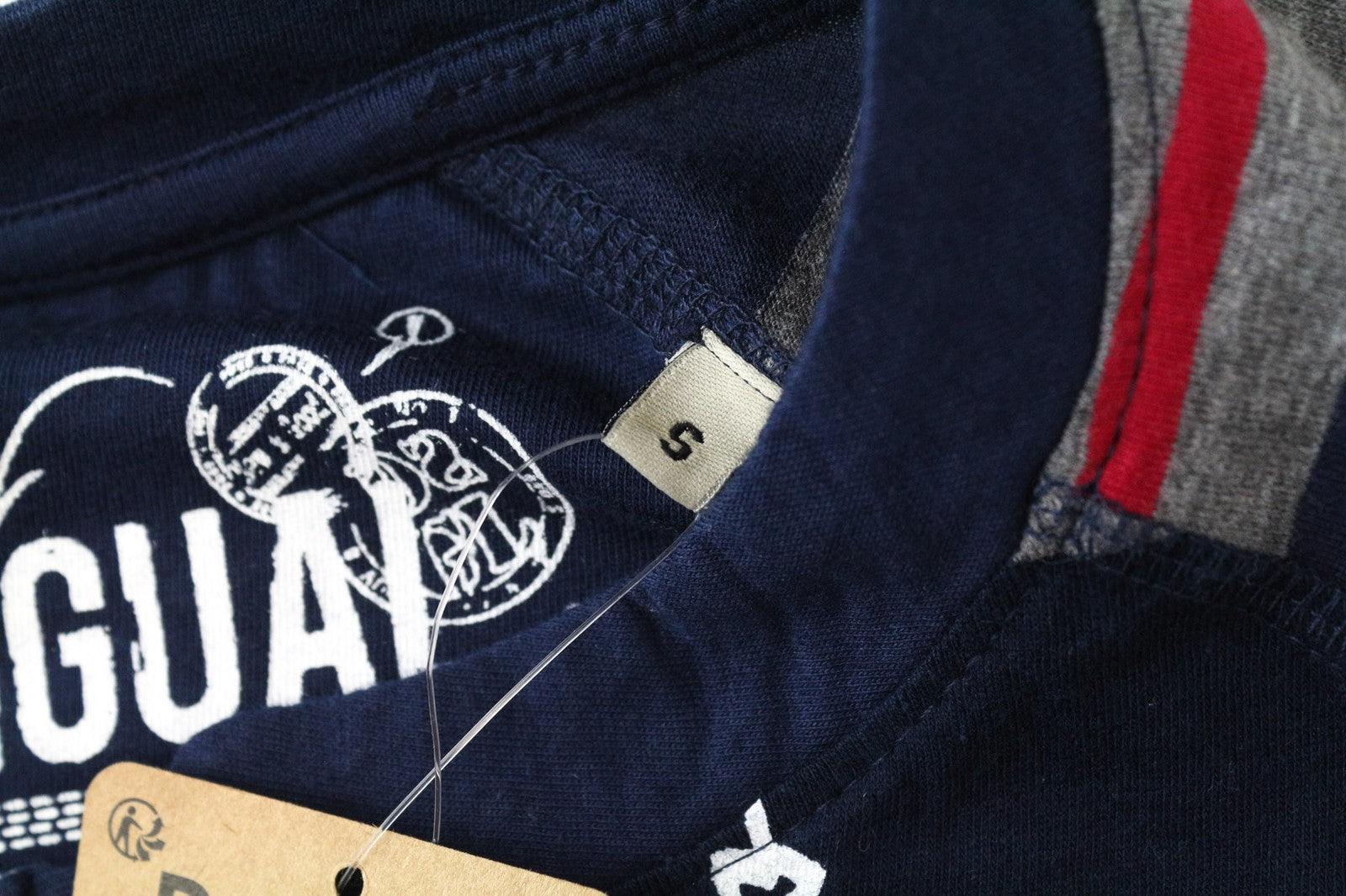 DESIGUAL Marcos Men's Blue T-Shirt S Striped Cotton Blend Henley Long Sleeve