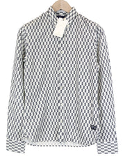 SCOTCH &amp; SODA Ams Couture vyriški marškinėliai S, balti, medvilniniai, raštuoti ilgomis rankovėmis 