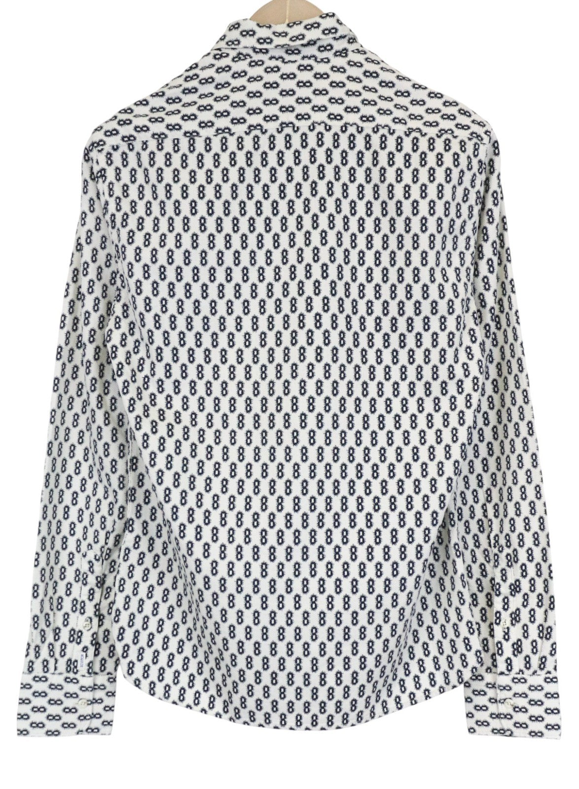 SCOTCH &amp; SODA Ams Couture vyriški marškinėliai S, balti, medvilniniai, raštuoti ilgomis rankovėmis 