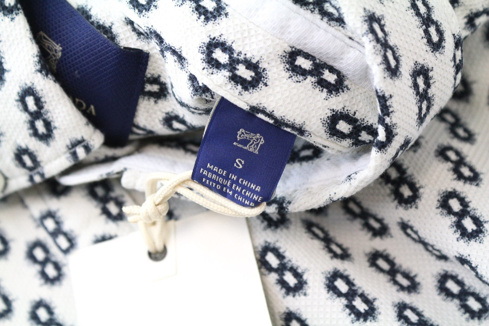 SCOTCH &amp; SODA Ams Couture vyriški marškinėliai S, balti, medvilniniai, raštuoti ilgomis rankovėmis 