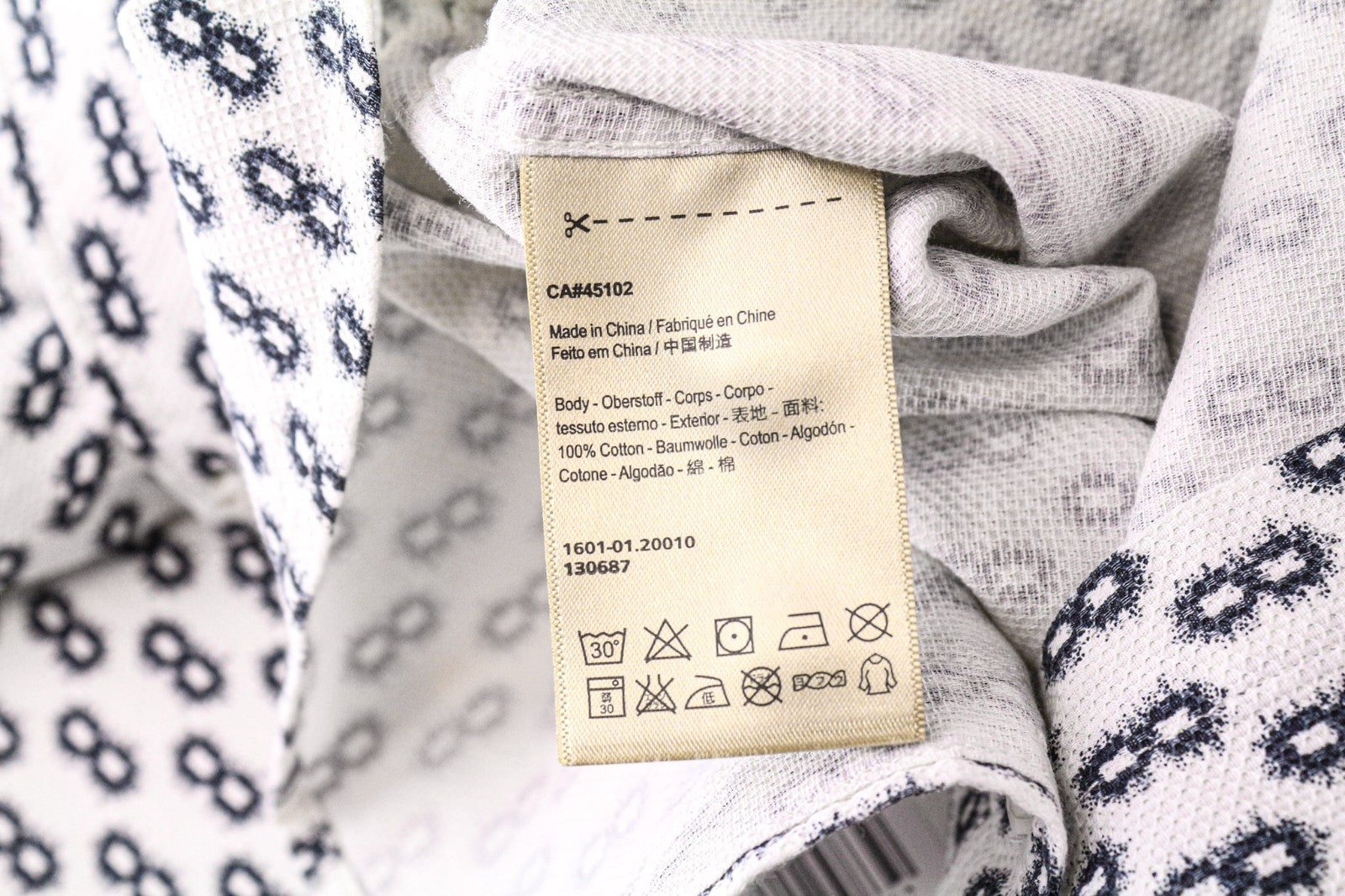 SCOTCH &amp; SODA Ams Couture vyriški marškinėliai S, balti, medvilniniai, raštuoti ilgomis rankovėmis 