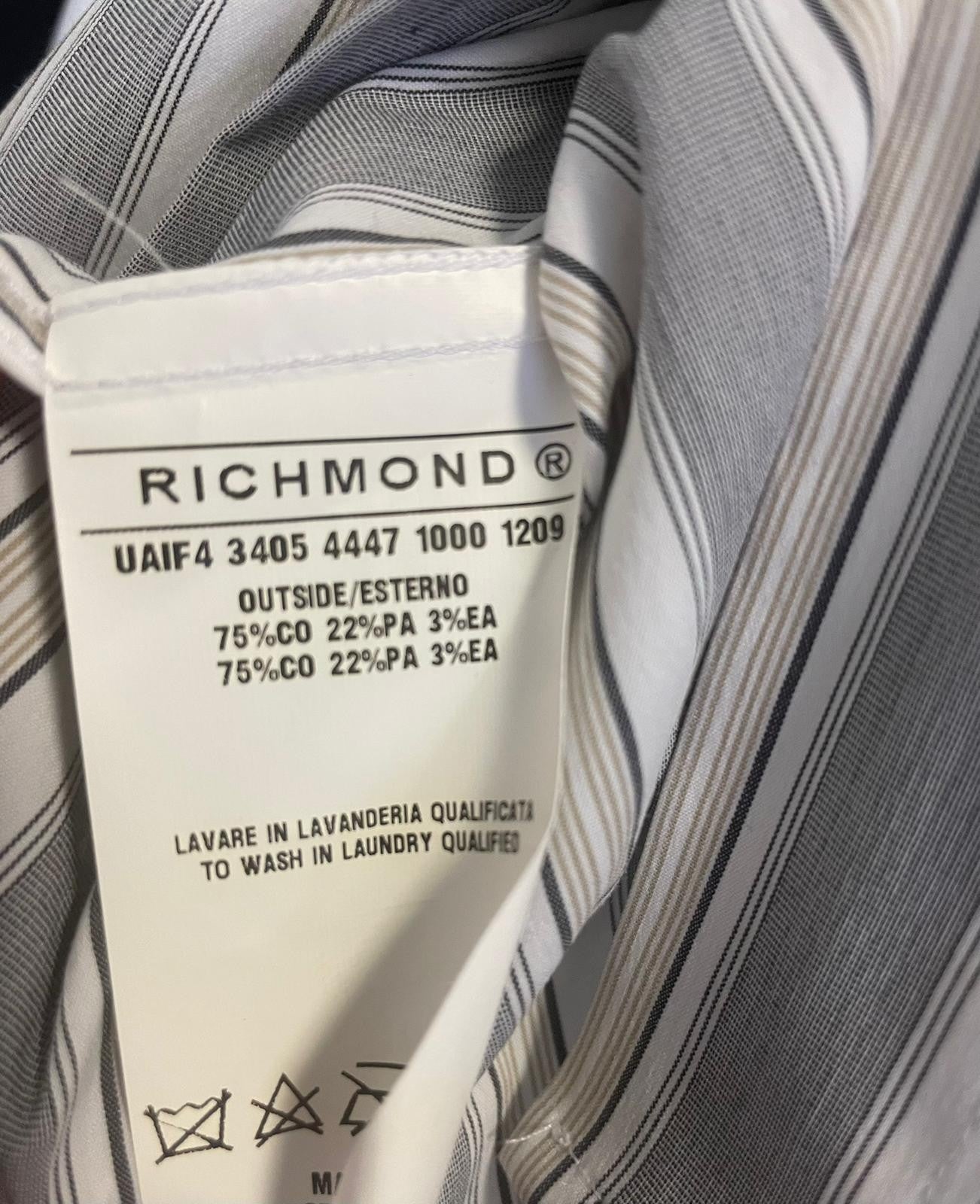 RICHMOND vyriški marškinėliai 48 pilki dryžuoti tamprūs medvilniniai ilgomis rankovėmis klasikinio stiliaus 