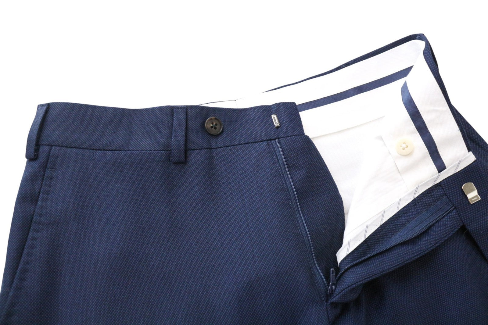 SUITSUPPLY Brescia Men's Pants UK28R Dark Blue Wool Pleated Lined Classic