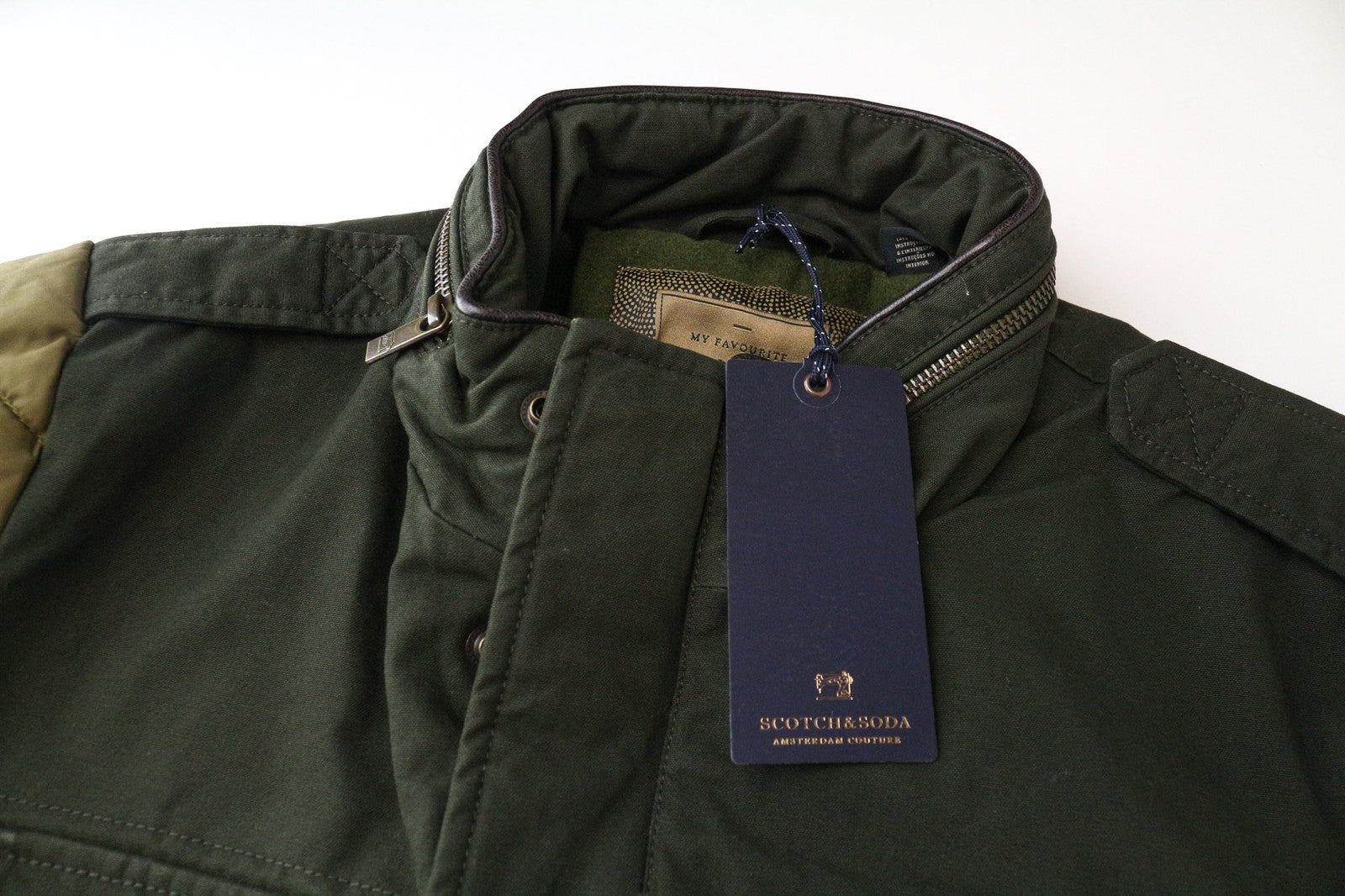 SCOTCH &amp; SODA Ams Couture vyriška striukė M, žalia, medvilninė, su keliomis kišenėmis ir užtrauktuku 