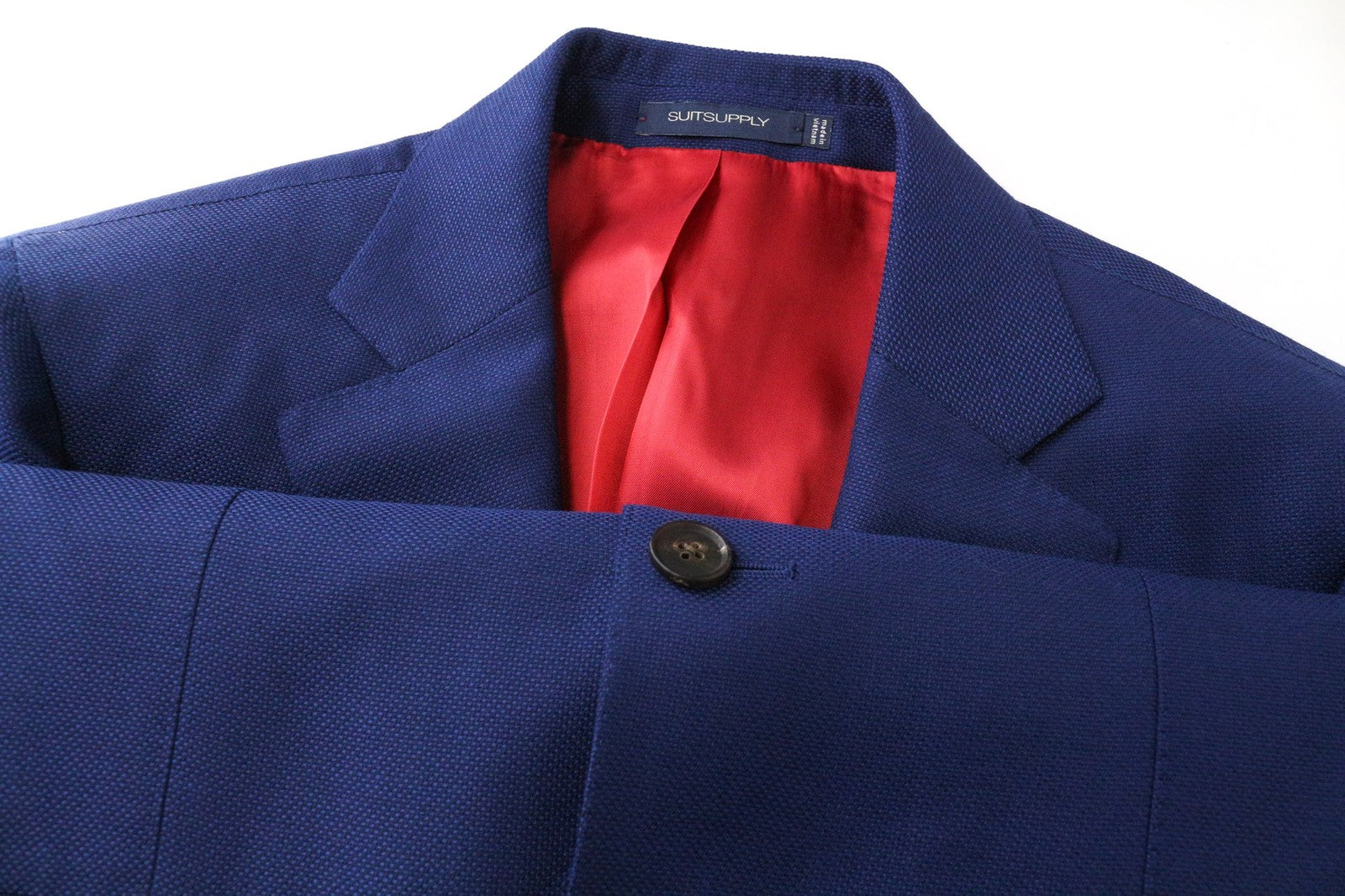 SUITSUPPLY Sienna vyriškas švarkas UK38S mėlynas Super 130 vilnonis švarkas su įpjova atvarte 