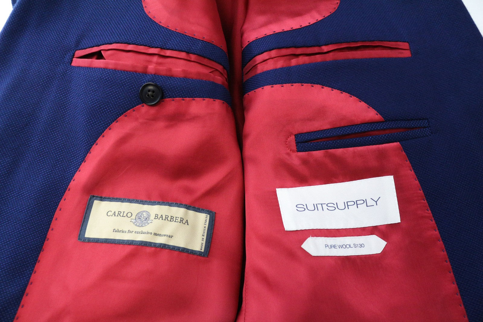 SUITSUPPLY Sienna vyriškas švarkas UK38S mėlynas Super 130 vilnonis švarkas su įpjova atvarte 