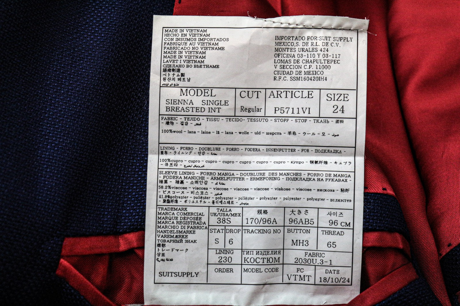 SUITSUPPLY Sienna vyriškas švarkas UK38S mėlynas Super 130 vilnonis švarkas su įpjova atvarte 