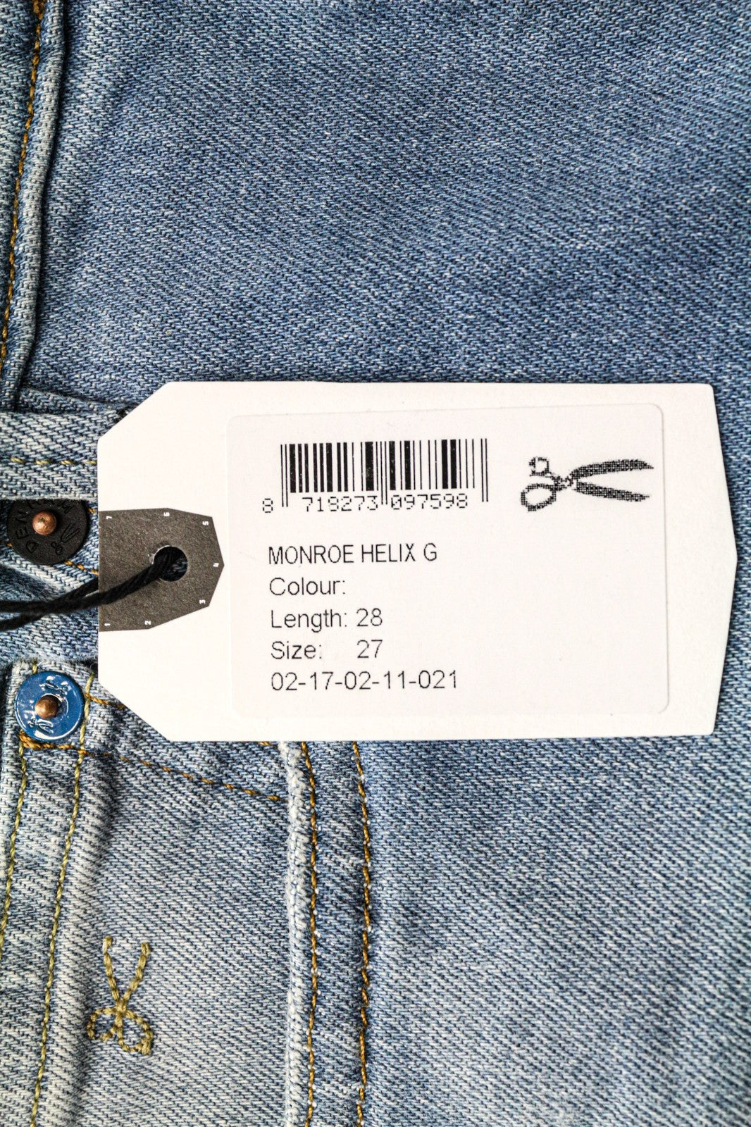 DENHAM Monroe Helix G moteriški džinsai W27/L28 mėlyni, tamprūs, siaurėjantys „Girlfriend“ džinsai 