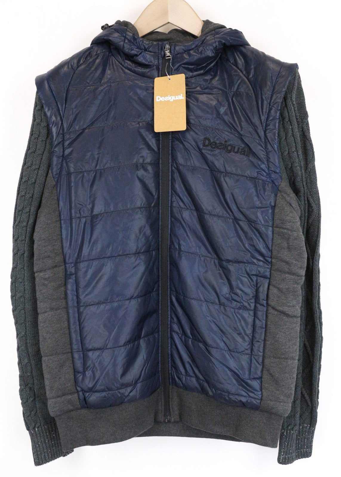 DESIGUAL Arthur vyriška striukė pilkai mėlyna, su gobtuvu ir pamušalu. S dydis. 