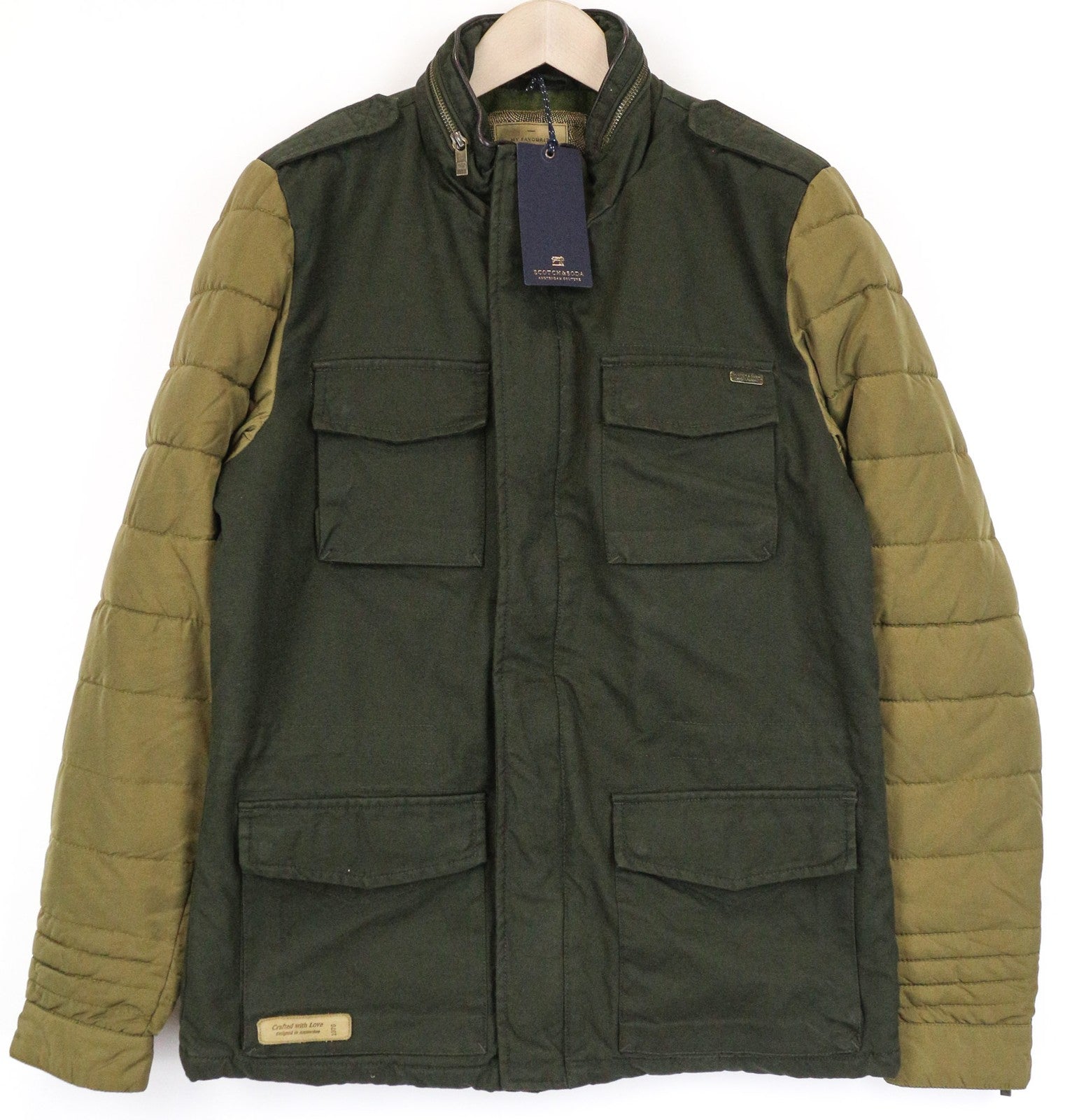 SCOTCH &amp; SODA Ams Couture vyriška striukė M, žalia, medvilninė, užtrauktuku, su keliomis kišenėmis 