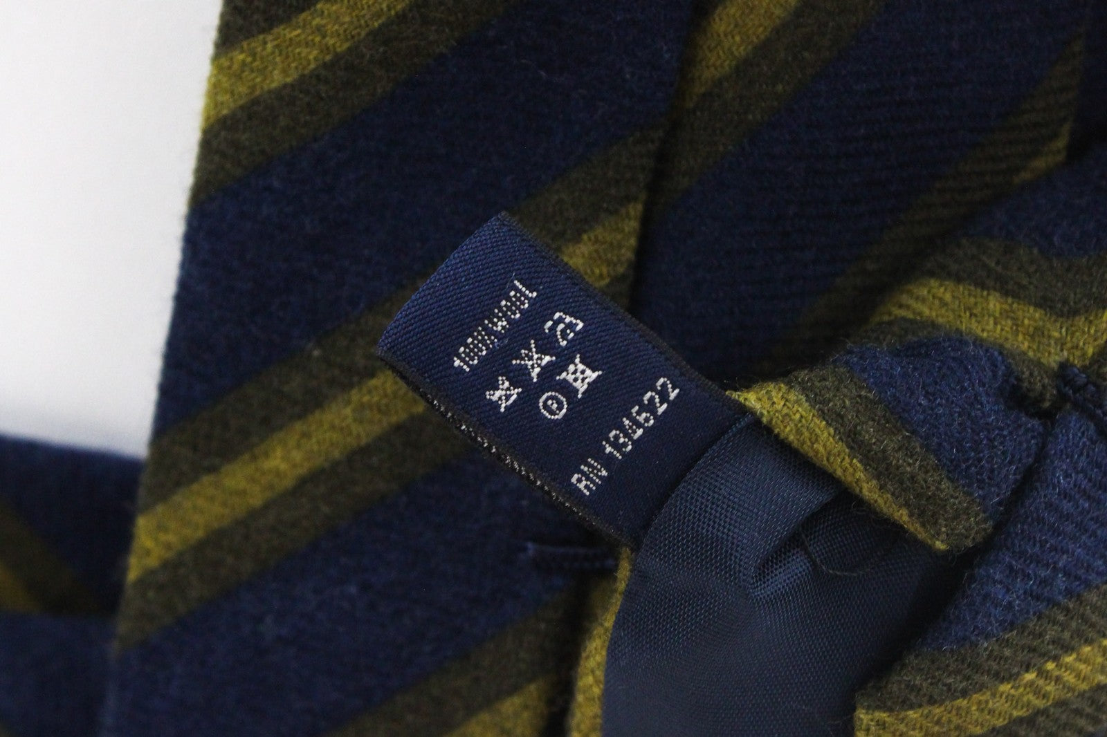 SUITSUPPLY vyriškas kaklaraištis 150x8cm mėlynas vilnonis melanžas dryžuotas smailiais galais 