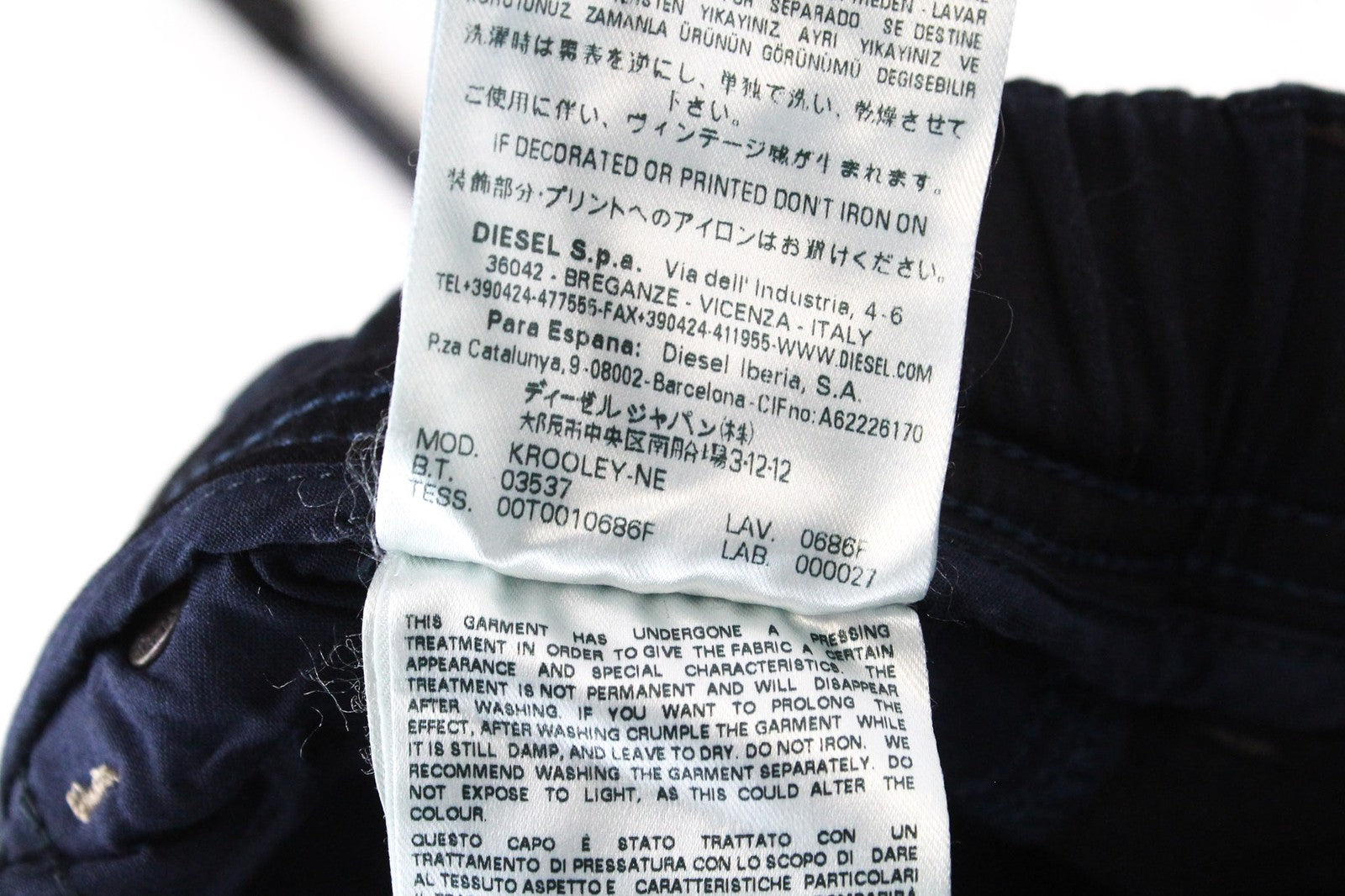 DIESEL Krooley-NE 0686F Men Jeans W26 Sweat Jogg Boys Slim Dark Blue Stretch