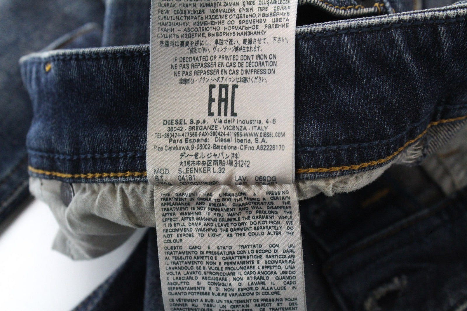 DIESEL Sleenker 069DG vyriški džinsai W27/L32 berniukams, aptempti, mėlyni, tamprūs medvilniniai džinsai 