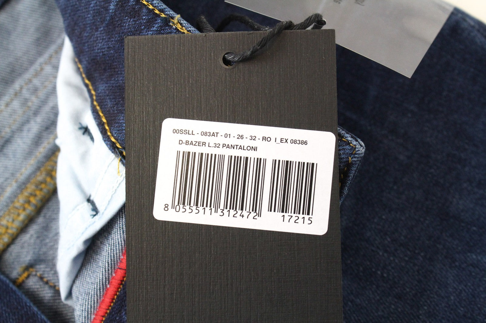 DIESEL D-Bazer 083AT vyriški džinsai W26/L32 berniukams, siaurėjantys, mėlyni, tamprūs medvilniniai džinsai 