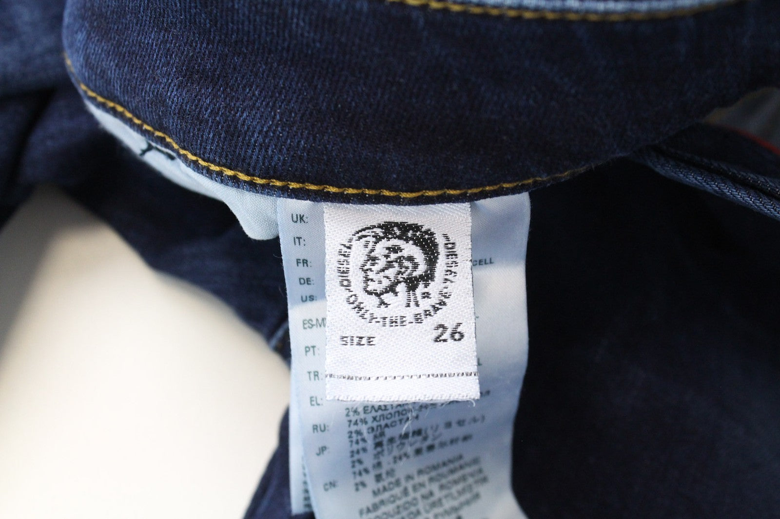 DIESEL D-Bazer 083AT vyriški džinsai W26/L32 berniukams, siaurėjantys, mėlyni, tamprūs medvilniniai džinsai 