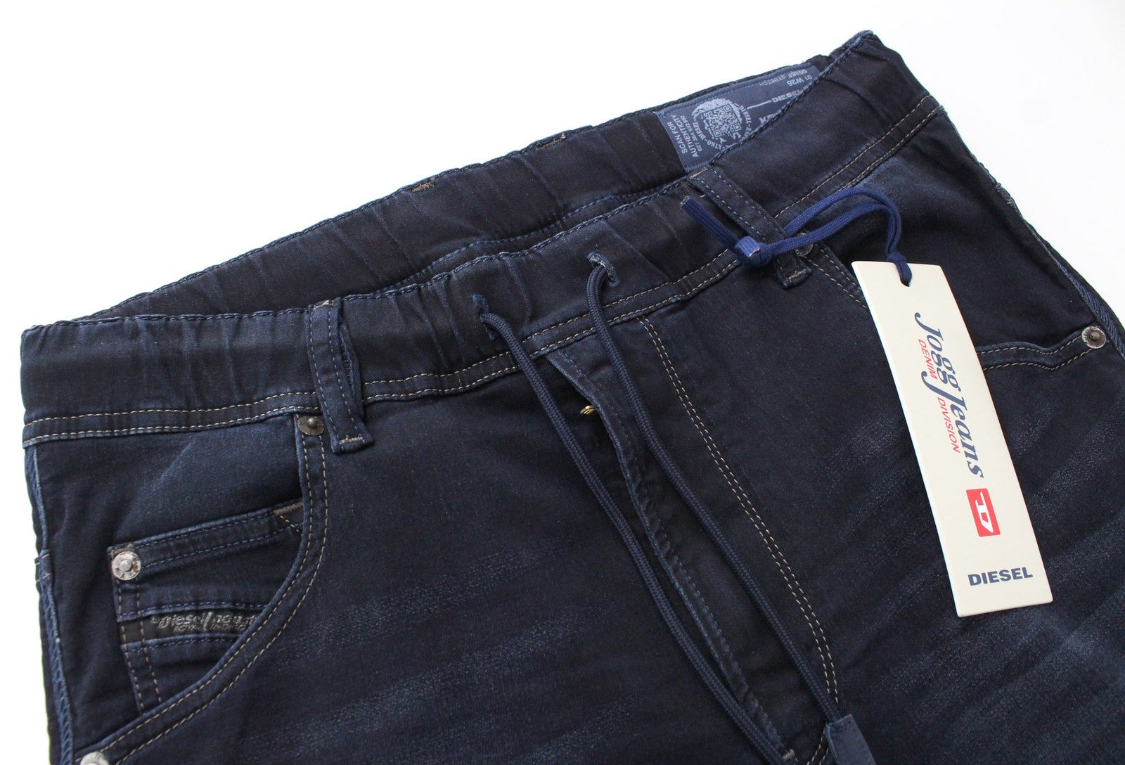 DIESEL Krooley-NE 0686F vyriški džinsai W26 berniukams, sportinės kelnės Jogg Slim mėlynos medvilnės tamprės 