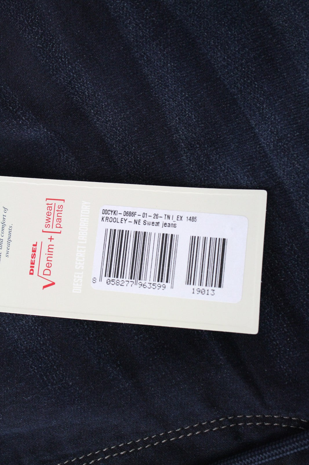 DIESEL Krooley-NE 0686F vyriški džinsai W26 berniukams, sportinės kelnės Jogg Slim mėlynos medvilnės tamprės 