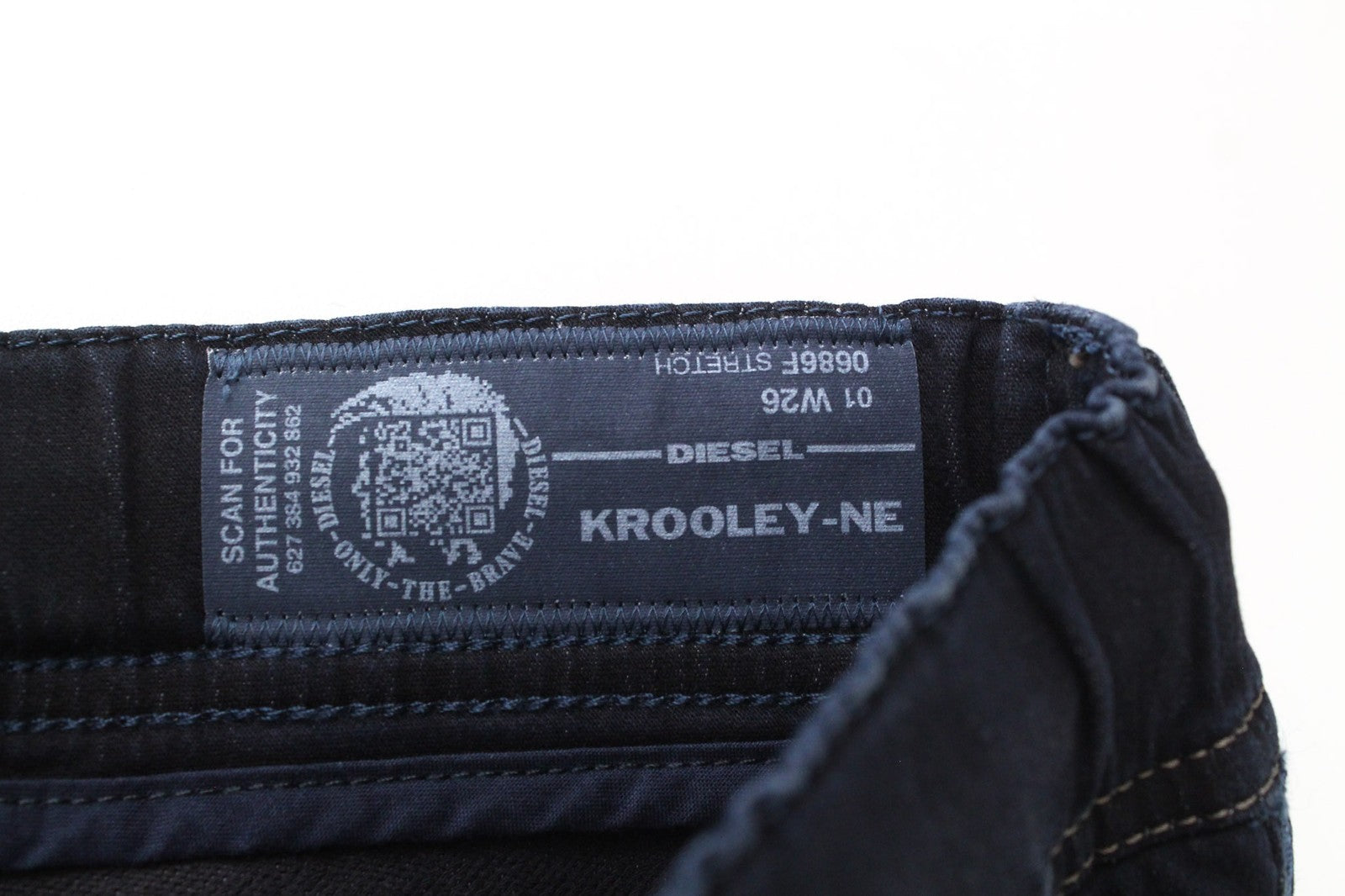 DIESEL Krooley-NE 0686F vyriški džinsai W26 berniukams, sportinės kelnės Jogg Slim mėlynos medvilnės tamprės 