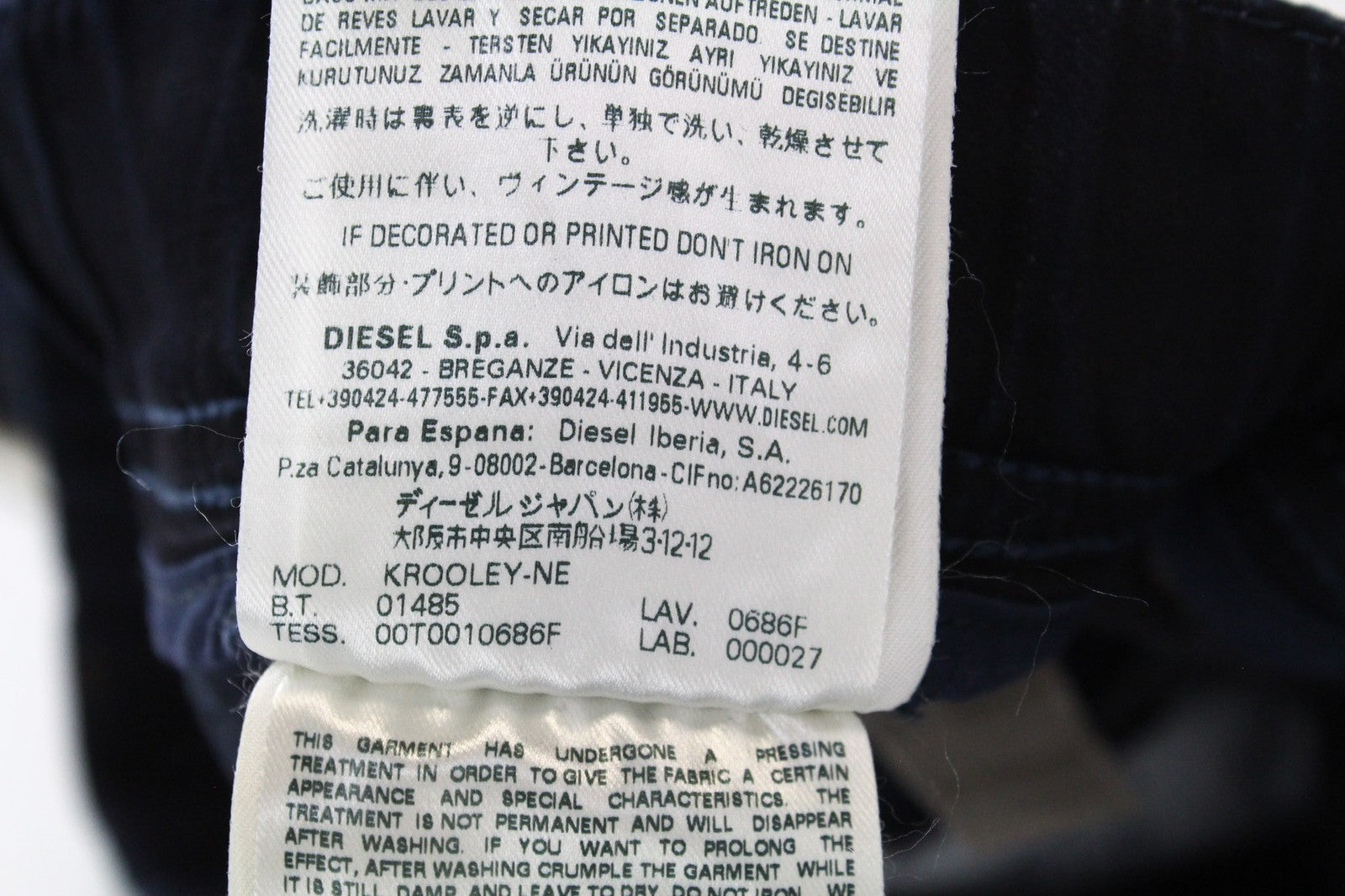 DIESEL Krooley-NE 0686F vyriški džinsai W26 berniukams, sportinės kelnės Jogg Slim mėlynos medvilnės tamprės 