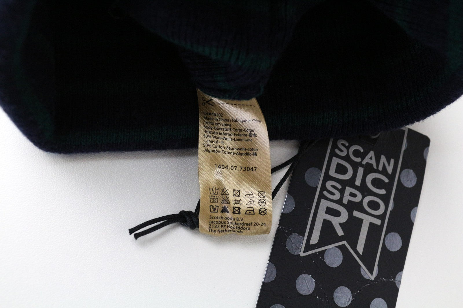 SCOTCH &amp; SODA vyriška žieminė kepurė OS mėlyna vilnos mišinio beanie dryžuota megzta kepurė su rankogaliais 