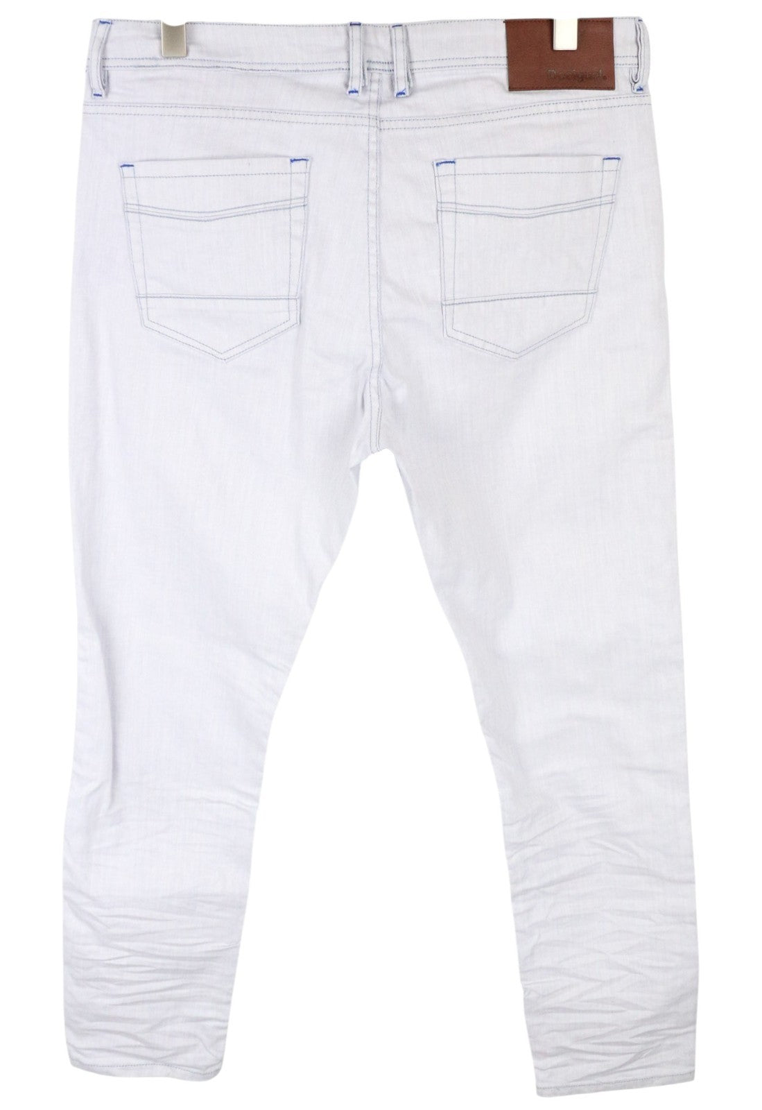 DESIGUAL Lucas Men Jeans W38 Slim Fit Wash Light Blue Cotton Stretch Button-Fly