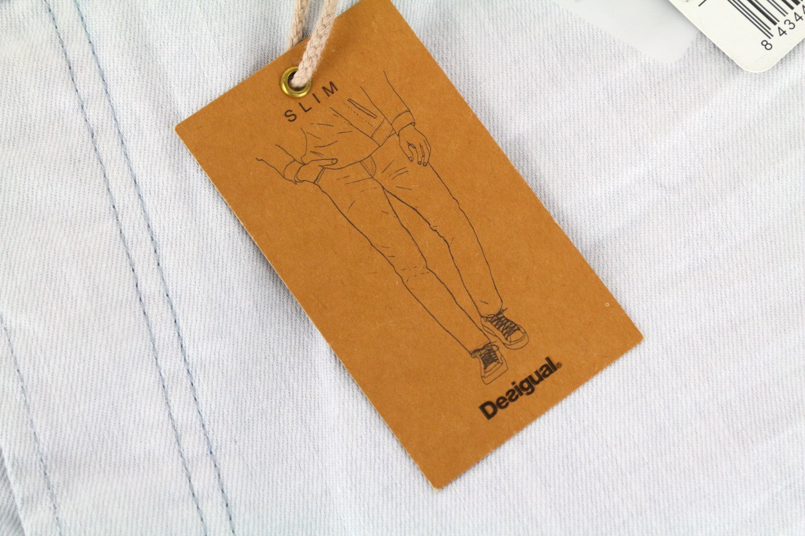 DESIGUAL Lucas Men Jeans W38 Slim Fit Wash Light Blue Cotton Stretch Button-Fly