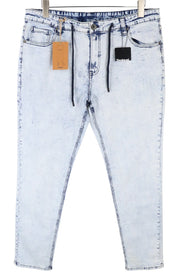 DESIGUAL Ares Men Jeans W36 Jogger Drawstrings Washed Blue Cotton Stretch