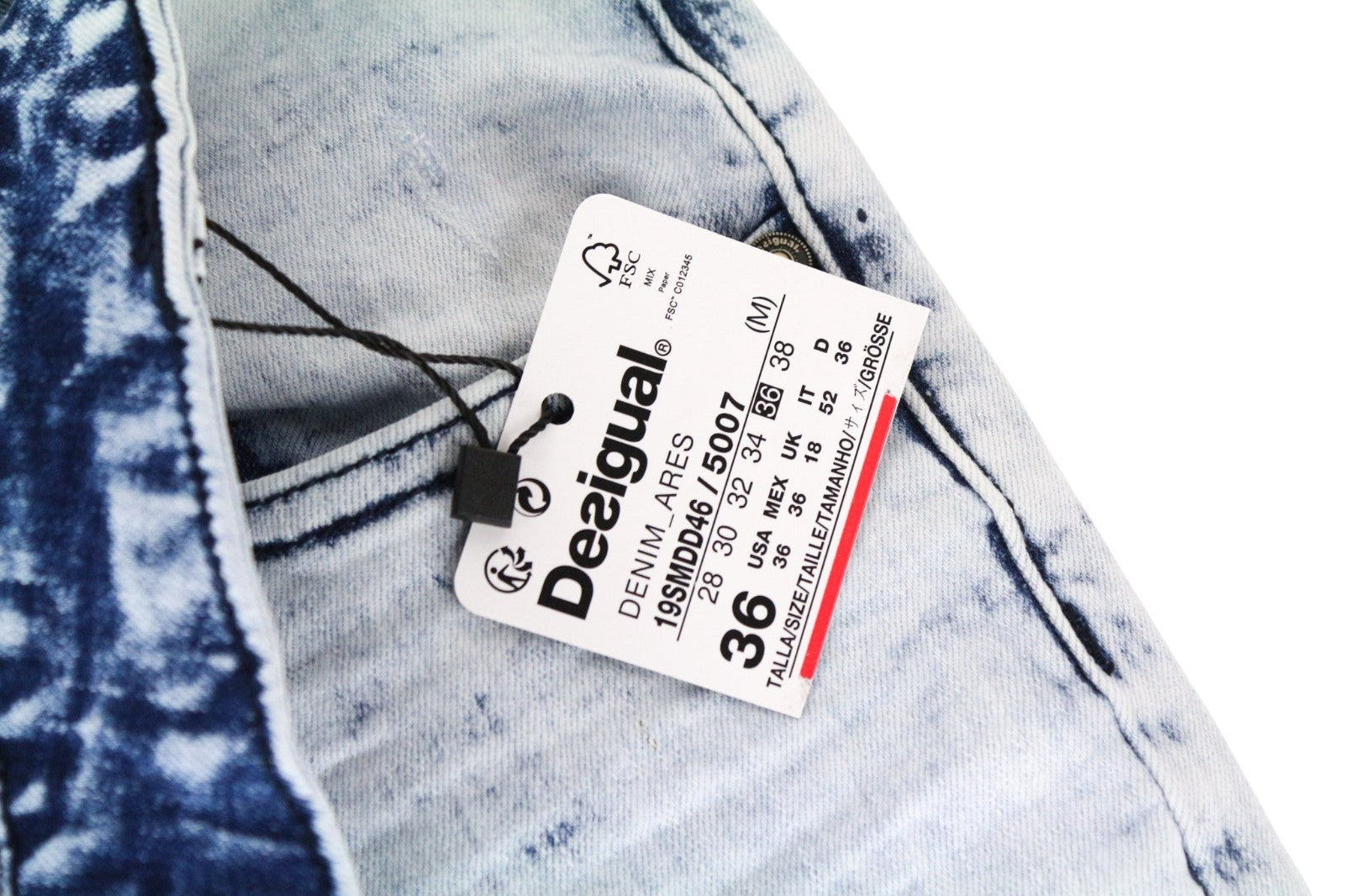 DESIGUAL Ares Men Jeans W36 Jogger Drawstrings Washed Blue Cotton Stretch