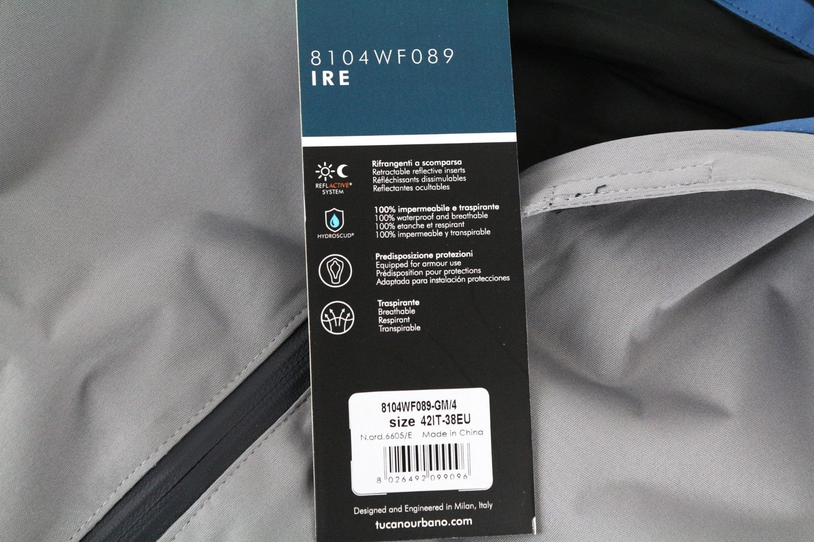TUCANO URBANO Ire Women Jacket M Grey Waterproof Hooded Breathable Zipped