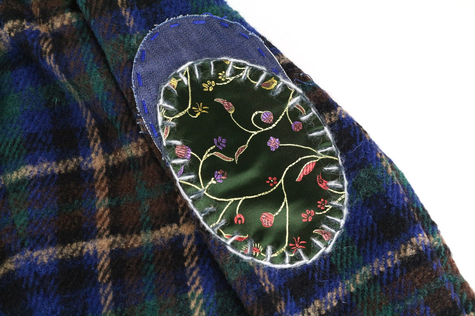 DESIGUAL Women Jacket 36 S Wool Blend Blue Checked Single-Breasted Long Sleeve