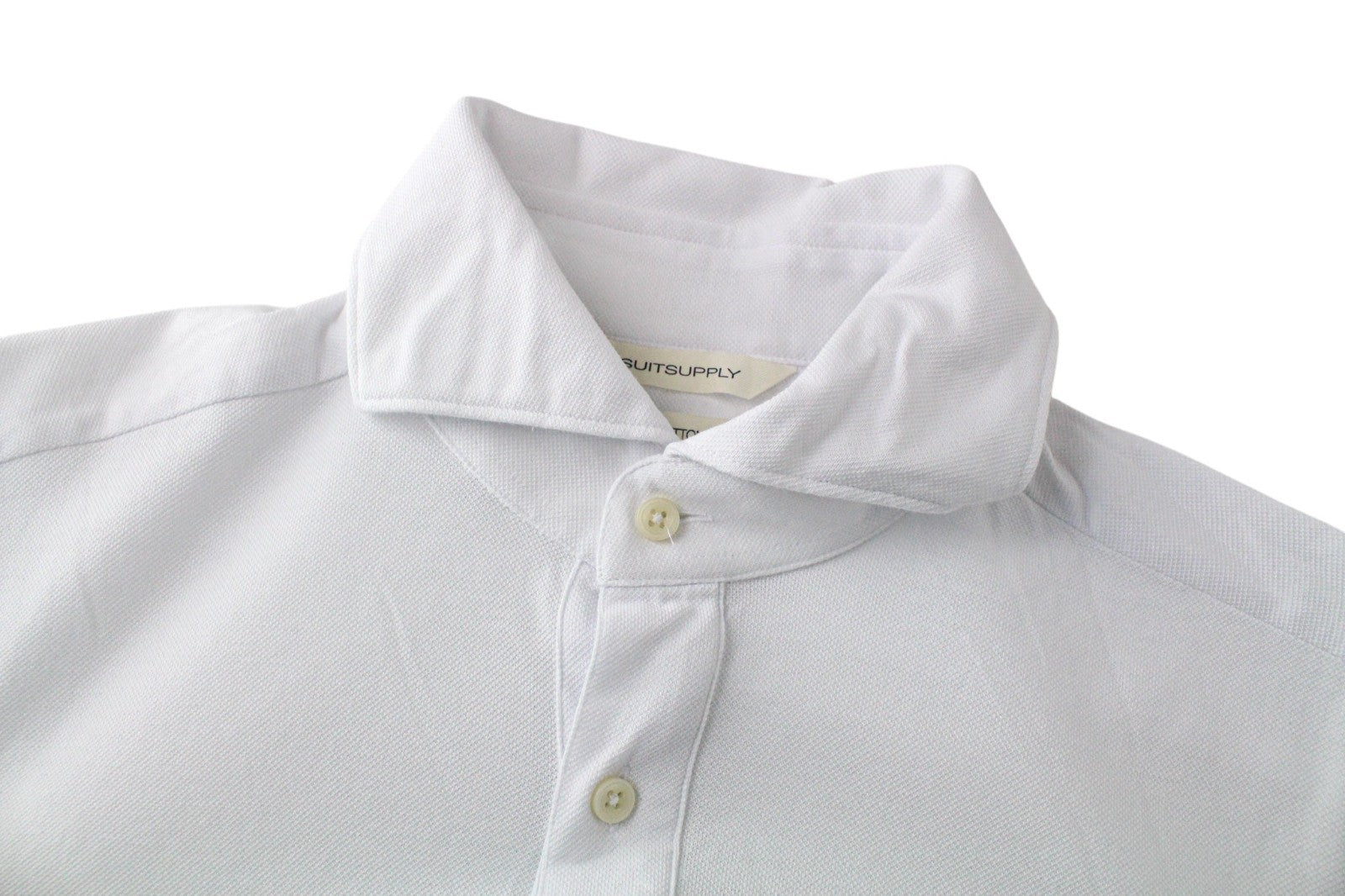 SUITSUPPLY Men Polo 37/38/14 1/2/15 Extra Slim White Pure Cotton Casual Polo