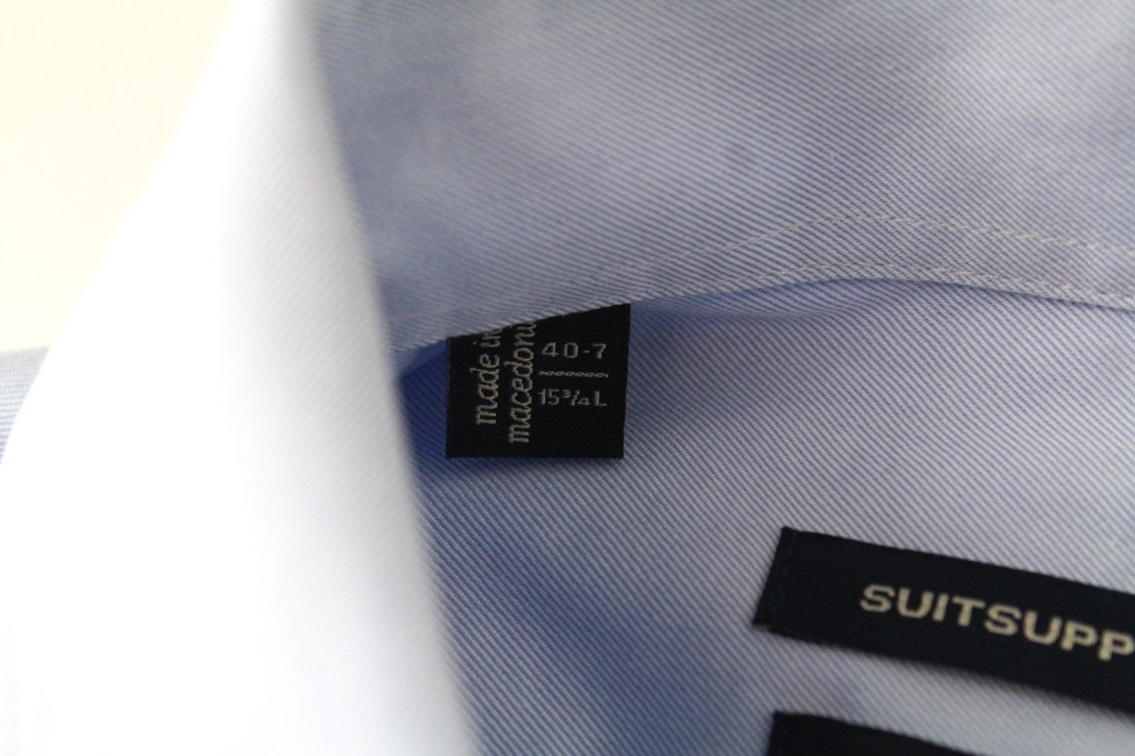 SUITSUPPLY Men Shirt 40-7/15 3/4L Blue Pure Cotton Button-Up Formal Long Sleeve