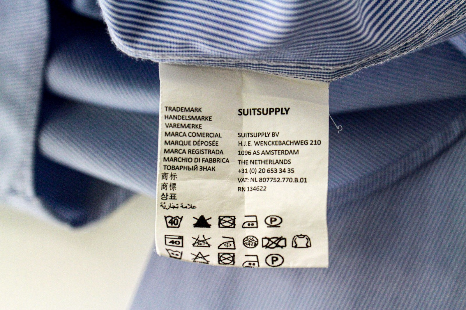 SUITSUPPLY Men Shirt 43/17 Extra Slim Blue Pure Cotton Stripe Pattern Classic