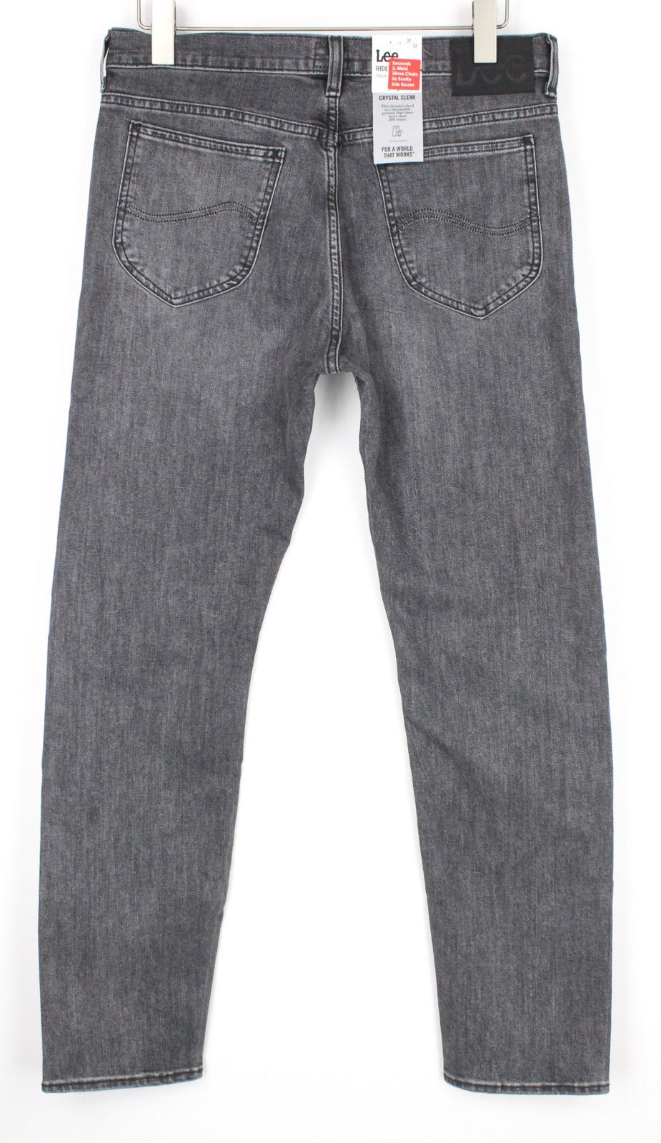 LEE Rider Men Jeans W38/L32 Slim Fit Grey Cotton Stretch Fade Wash 5-Pocket