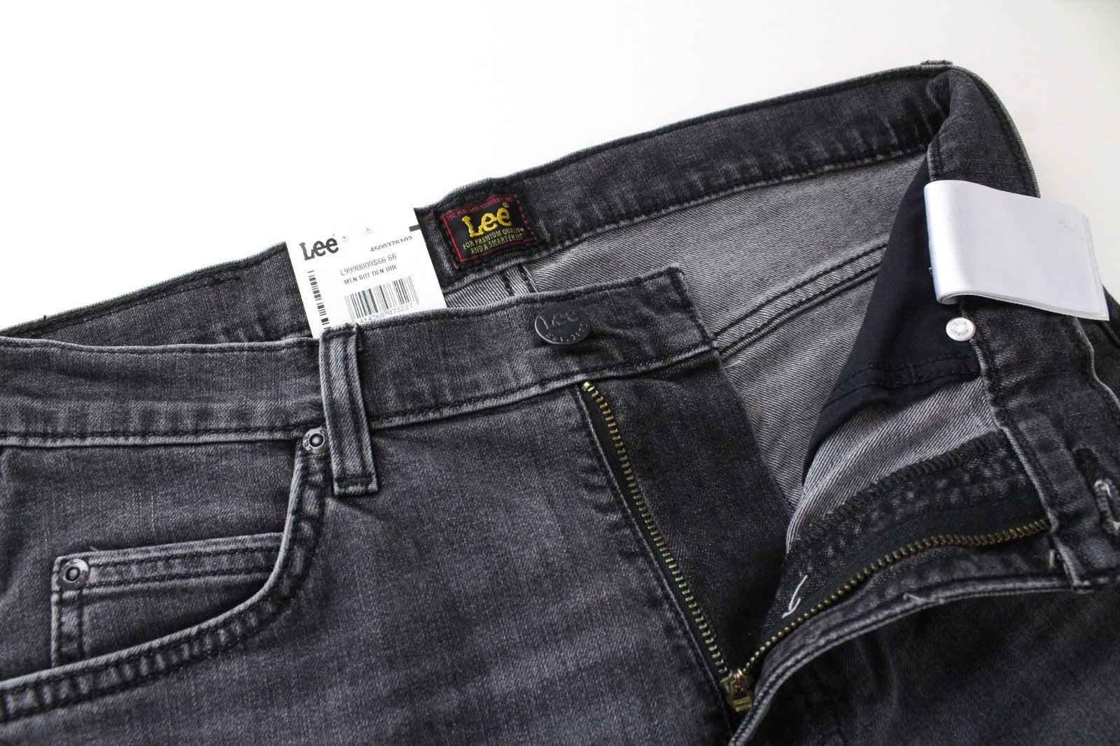 LEE Rider Men Jeans W30/L32 Slim Fit Grey Cotton Stretch Washed Denim 5-Pocket