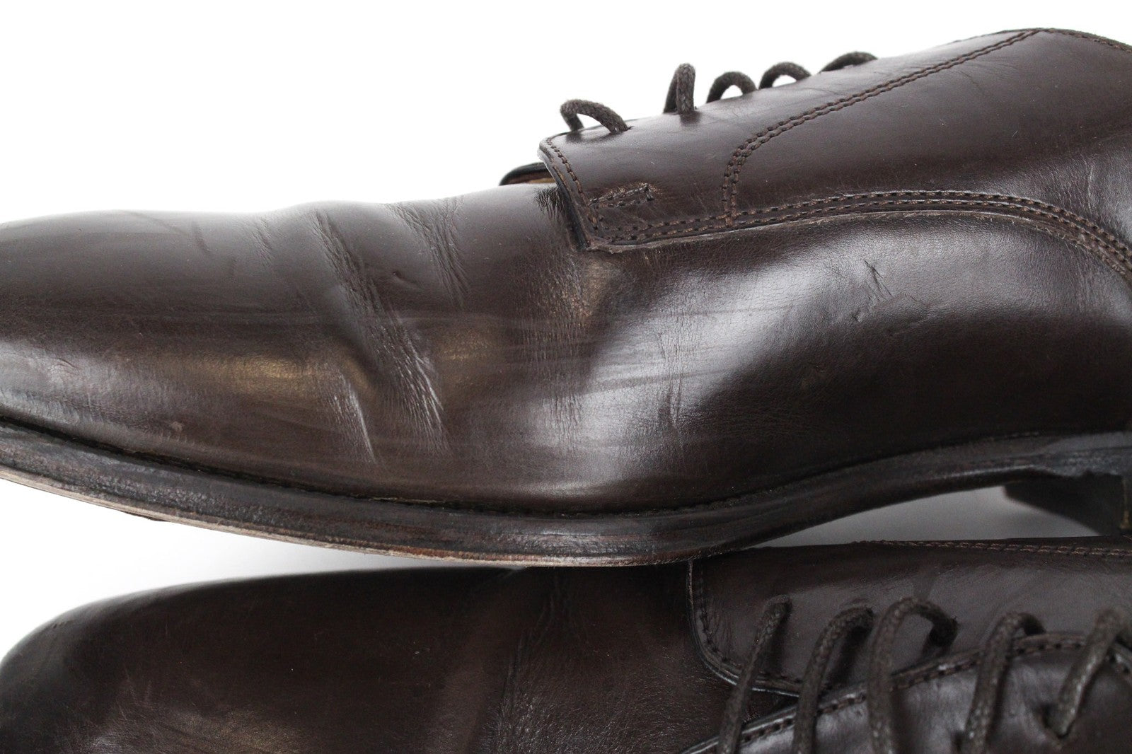 SUITSUPPLY Men Formal Shoes EU43.5 Dark Brown Leather Laced Low-Top Classic